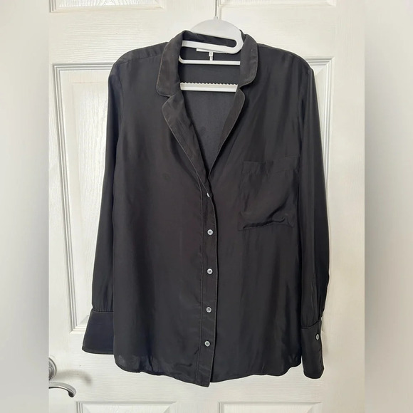 Frame Black Silk Button Down Size Small - Picture 2 of 6